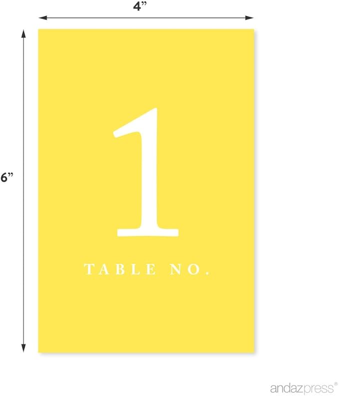 Andaz Press Yellow Table Numbers 1-20, 4x6-Inch Cards - Image 2
