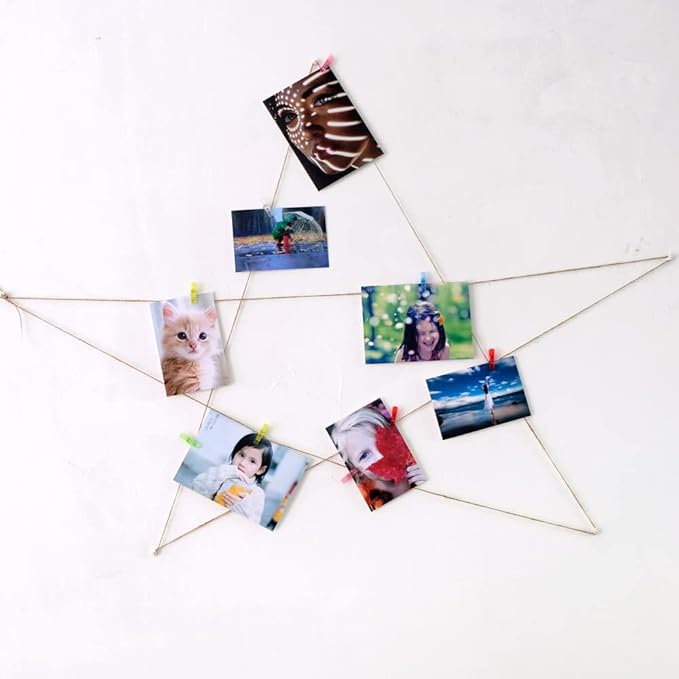 100pcs Mini Clear Hanging Photo Clips + 30m Twine - Image 3