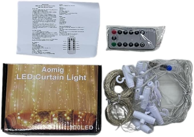 AOMIG Fairy Curtain Lights, 300 LED Warm White Window Curtain String Light - Image 12