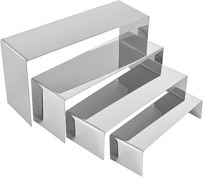 4 Pcs Silver Stainless Steel Display Risers, Display Stand by PROFIKLA