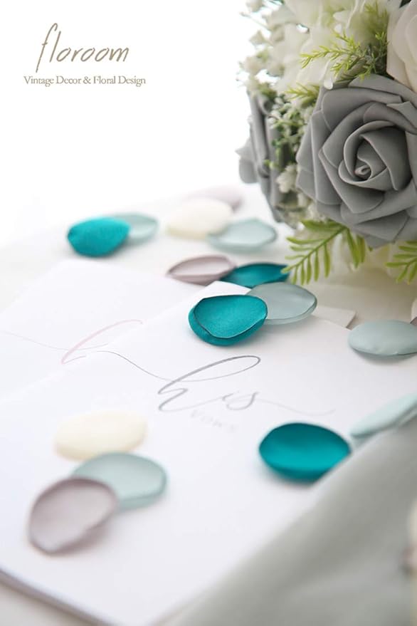 Floroom 300pcs Rose Petals Teal Green Faux Silk Flower Petals - Image 3
