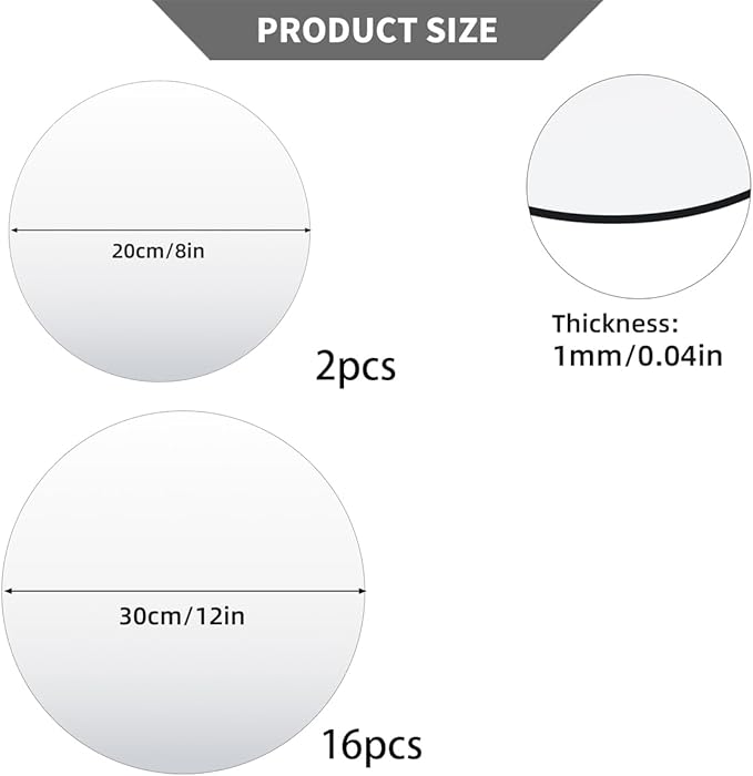 18 Pack Round Mirror Trays, Non Glass Acrylic Round Mirror Centerpieces - Image 2