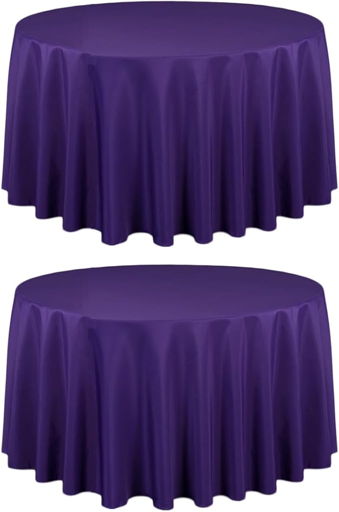 LTC LINENS 2 Pack 108 Inch Round Tablecloth Purple by LTCLINENS