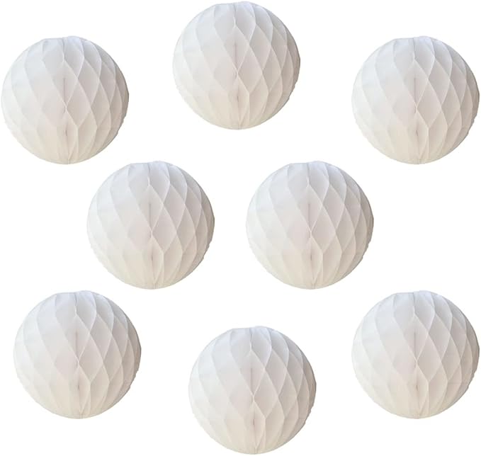 8pcs 8inch Paper Honeycomb Balls Decorative Tissue Pom Poms Flower Art Hanging by ZGjoy