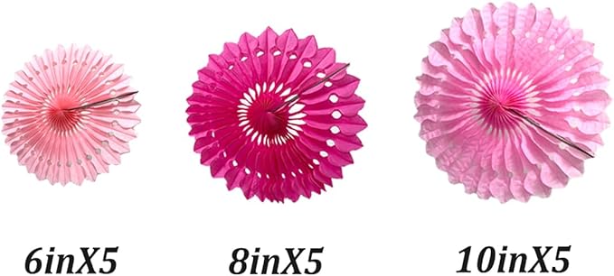 15pcs Pink Tissue Paper Fans Set - Image 2