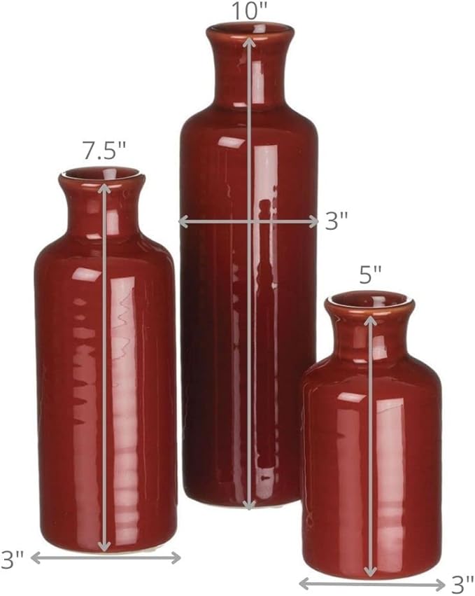 Sullivans Red Vase Set, Farmhouse Decor, Boho Aesthetic Room Decor Vases - Image 4