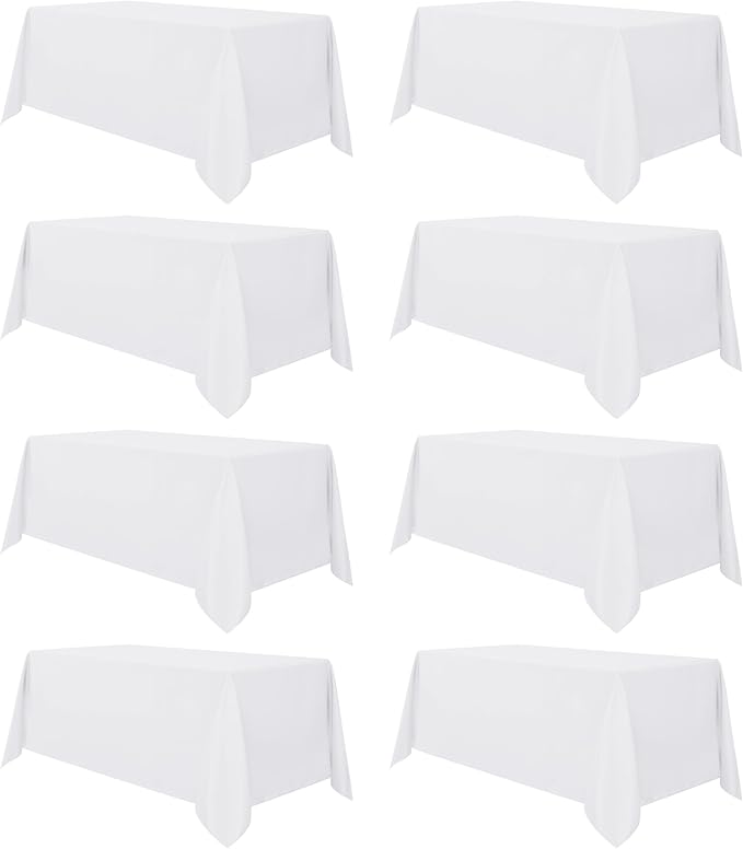 sancua 8 Pack White Tablecloth 90 x 132 Inch by sancua