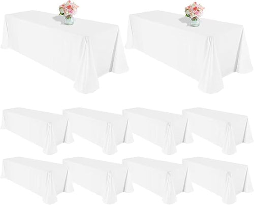 10 Pack Polyester Tablecloths, Stain and Wrinkle Resistant Washable Fabric by REWOMC