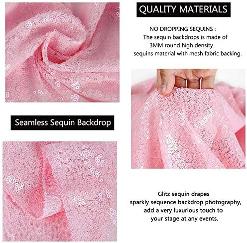Eternal Beauty Pink Sequin Backdrop, 6x6 Ft Glitter Background Curtains - Image 7