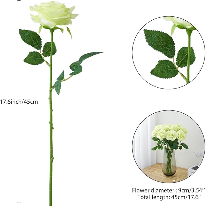 Artificial Rose 10pcs Open Flower Bouquet Faux Rose Stems - Image 4