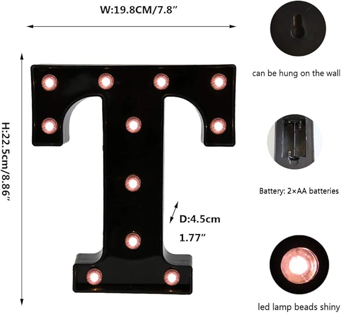 OYCBUZO Light Up Black Alphabet Marquee Letters Sign LED Marquee Number Lights - Image 5