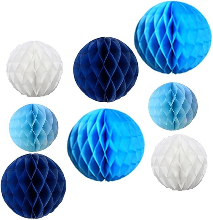 8pc Honeycomb Balls Party Decorations 6''8''10''12''Tissue Paper Pom Poms by Yangeey