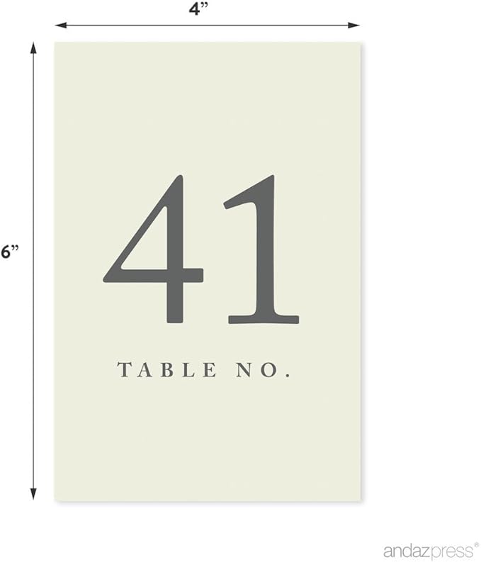 Andaz Press Ivory Wedding Table Numbers 41-60, 4x6-Inches Table Number Cards - Image 2