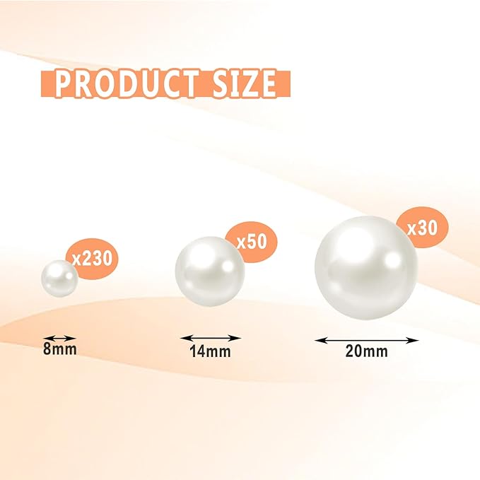 300Pcs Vase Filler Ivory No Hole Faux Pearl Beads - Image 2