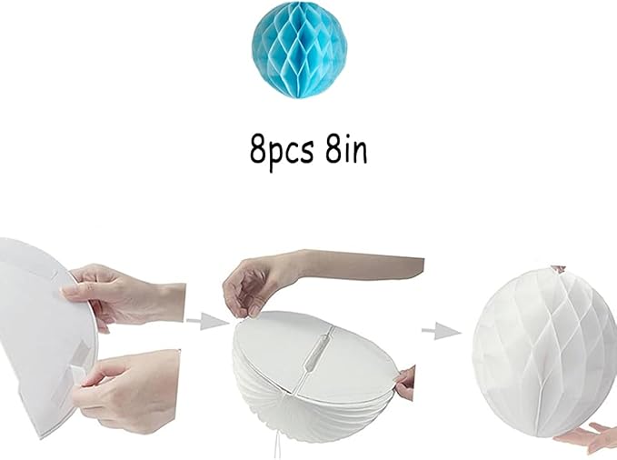 8pcs 8inch Paper Honeycomb Balls Decorative Tissue Honeycomb Balls Paper Pom - Image 2