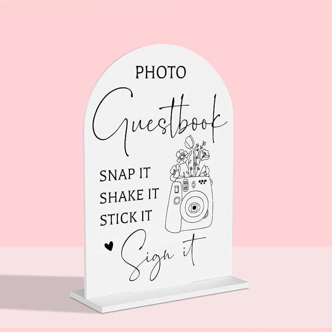 Guest Book Wedding Reception, Wedding Signs White Acrylic Table Sign by Unknown