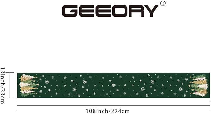 GEEORY Christmas Table Runner 13x108 Inch, Xmas Trees Snowflakes Holiday - Image 6