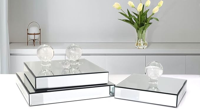 GIMORRTO Mirror Display Riser Stands 3 Set, Glam Accent Table Display Platform - Image 5