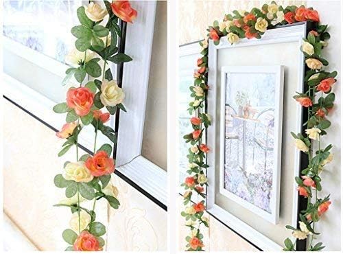 Miracliy 5Pcs 41FT Flower Garland Artificial Rose Arch Vines Fake Spring Floral - Image 2