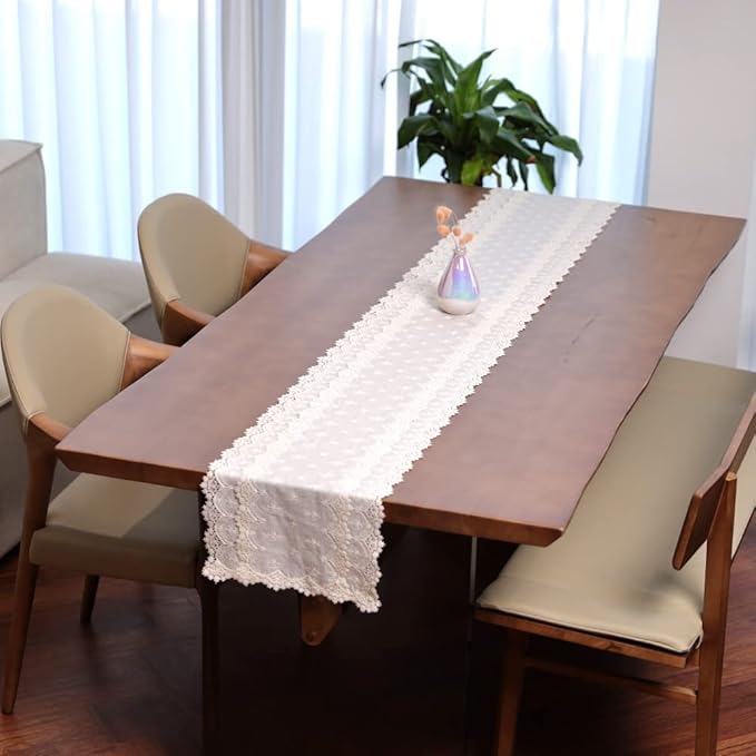 Inicia Cotton Lace Table Runner 12 × 86 inch Embroidered - Image 5