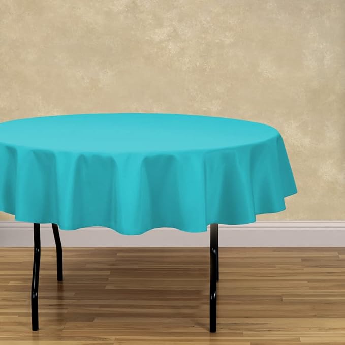 LinenTablecloth 70-Inch Round Polyester Tablecloth Turquoise - Image 2