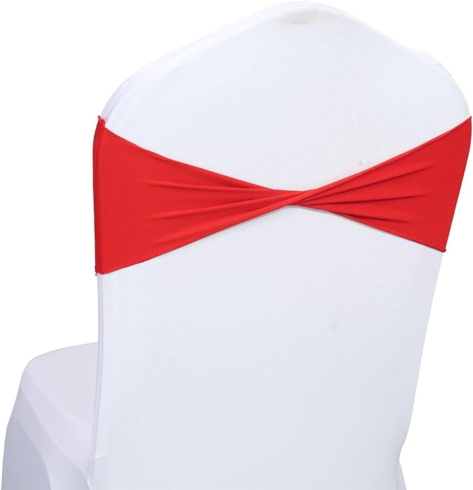 VDS Pack of 75 PCS | Red | Spandex Chair Sashes Bows Without Buckle | Stretch - Image 2