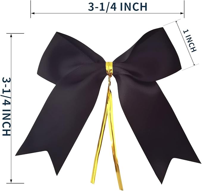 50pcs 3-1/2" Black Satin Ribbon Bows - Image 3
