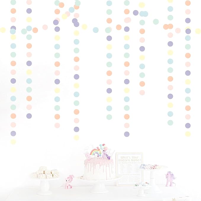 Pastel Rainbow Birthday Party-Decorations Streamers - 52FT Yellow Blue Mint - Image 5