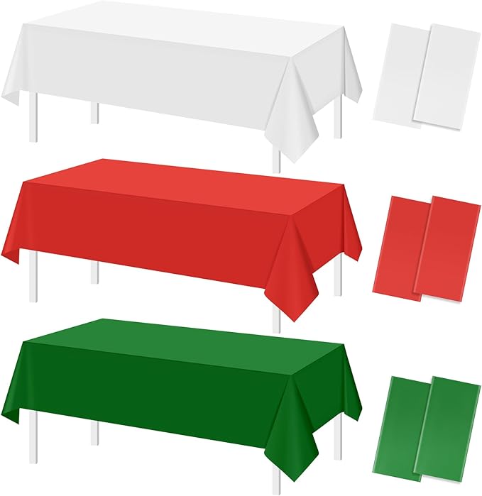 MASHAN 6 Pack Christmas Tablecloth Bulk, Rectangle Italy Theme Table Covers by MASHAN