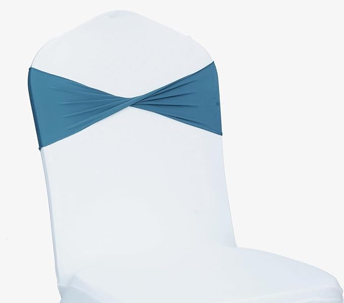 MDS Pack of 150 Spandex Chair Sashes Bows Elastic Stretch Dining Chair Bands - Image 3