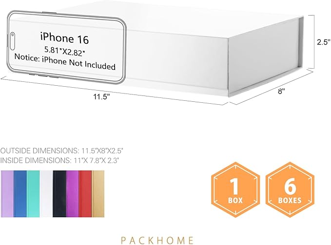 PACKHOME Gift Box 11.5x8x2.5 Inches, Sturdy Shirt Box - Image 2
