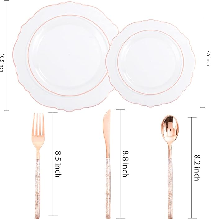 Liacere 150PCS Rose Gold Plastic Plates - Image 2