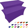 IVAPUPU 2 Pack 6FT Table Cloth for Rectangular Fitted Events Stretch Purple by IVAPUPU