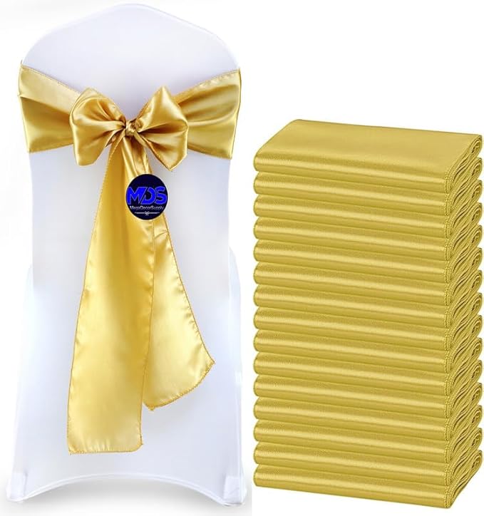 MDS Pack of 10 PCS Satin Chair Sashes Charmeuse Sateen Dining Chair Bows Ribbon by MDS