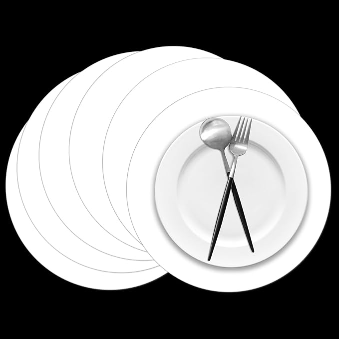 50 Pieces White Paper Place Mats White Round Disposable Table Mats Decorative by Datyiiha
