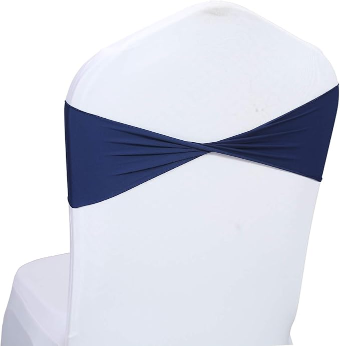 VDS Pack of 100 PCS | Navy Blue | Spandex Chair Sashes Bows Without Buckle | - Image 2