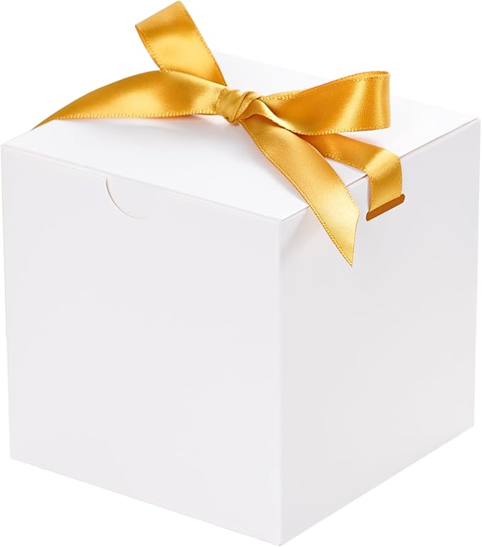 UnicoPak 50 Pack 4x4x4 White Gift Boxes, Elegant Small Gift Boxes by UnicoPak