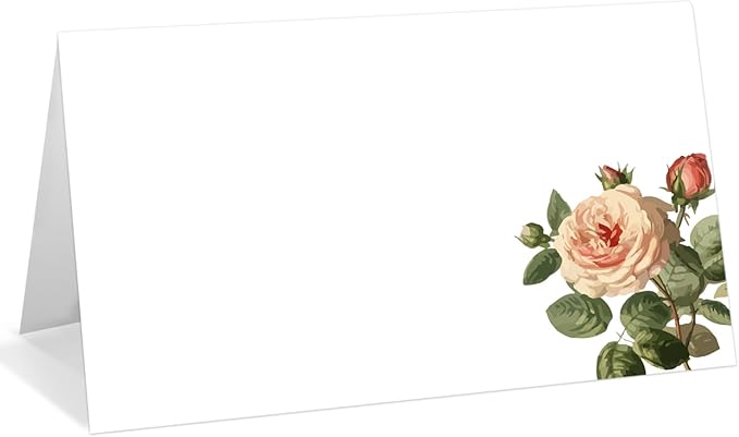 25 Pack Floral Place Cards, Editable Name Cards by WwongxianB