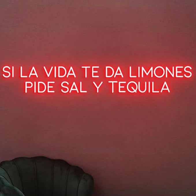 Custom Neon Sign Si La Vida Te Da Limones Pide Sal Y Tequila, Tequila Snack Bar by BELISAMA