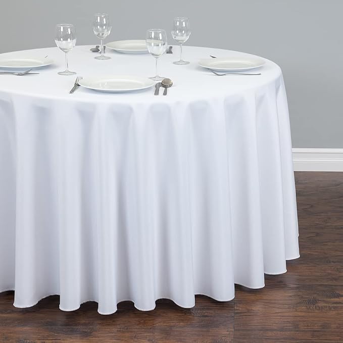 LTC LINENS 10 Pack 108 Inch Round Tablecloths White - Image 2