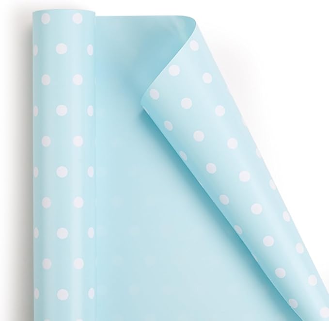 Flyhill Blue Wrapping Paper, Reversible Gift Wrap Paper by Flyhill
