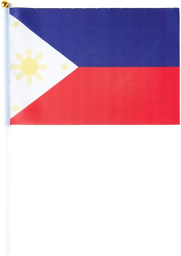 Philippines Flag Filipino Flag, Small Mini Handheld Philippines Flags on Stick - Image 2