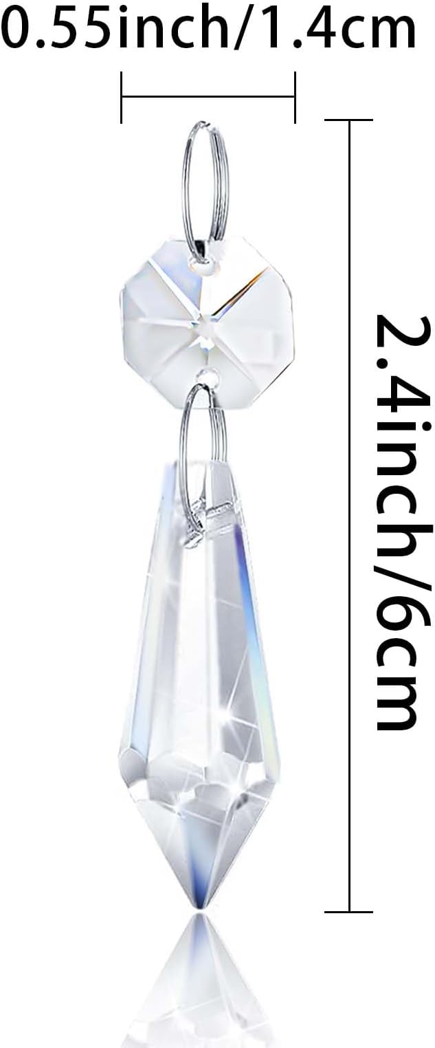 50PCS Premium Clear Crystal Teardrop Prism 2.4" -Crystal Glass Baroque - Image 2