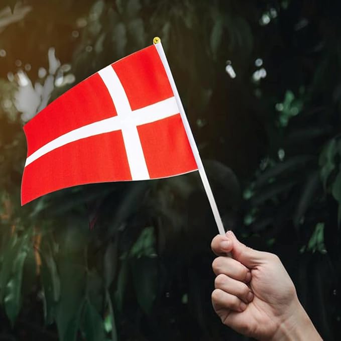 Denmark Flag Danish Flag, Small Mini Handheld Denmark Flags on Stick - Image 6
