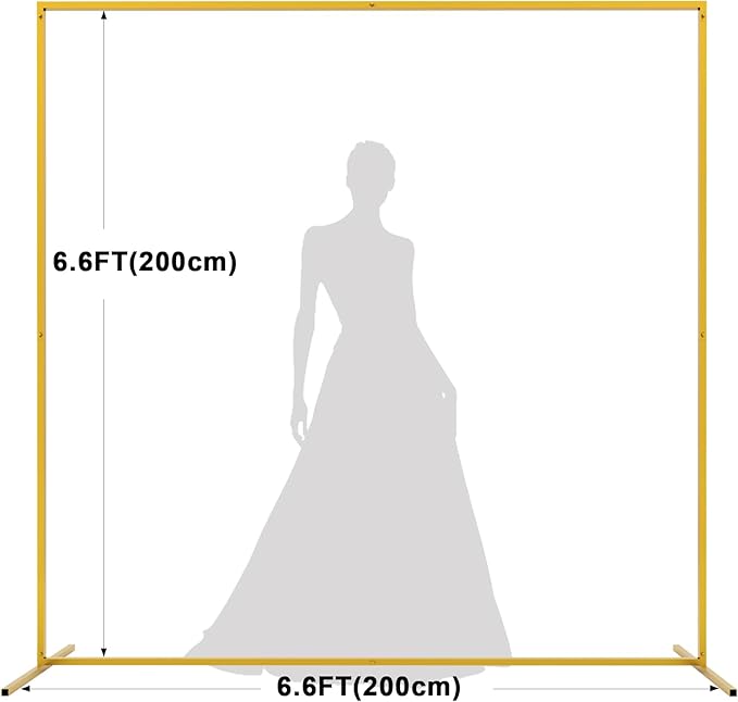 Asee'm 6.6FTx6.6FT Gold Wedding Arch Backdrop Stand Square Metal Rectangular - Image 2