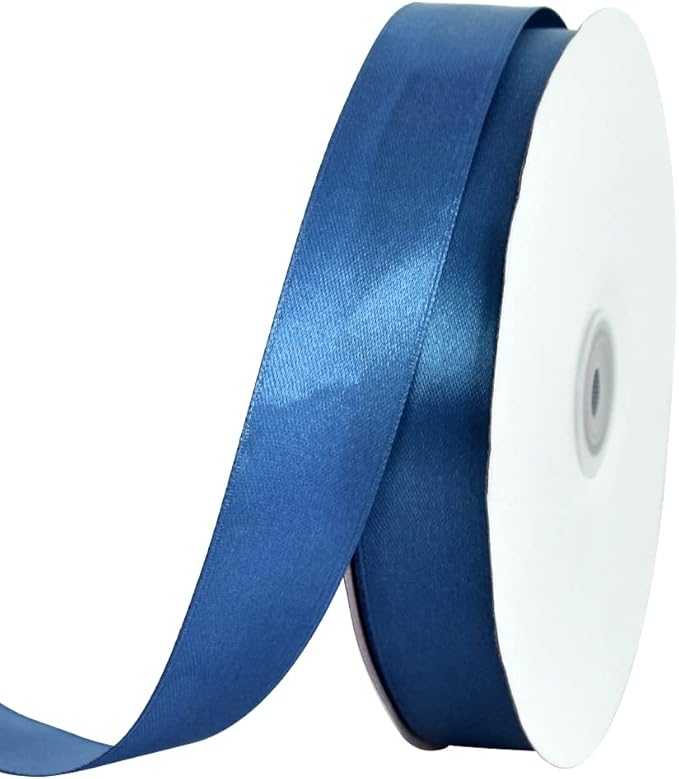 TONIFUL 1 Inch x 100yds Navy Deep Blue Satin Ribbon, Thin Solid Color Satin by TONIFUL