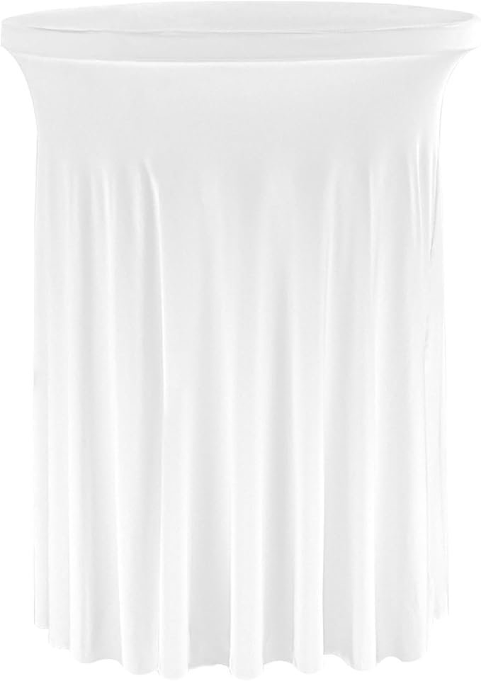 Fivenl Spandex Cocktail Table Skirt 32"x 43" White Stretch Cocktail Table Cover by Fivenl