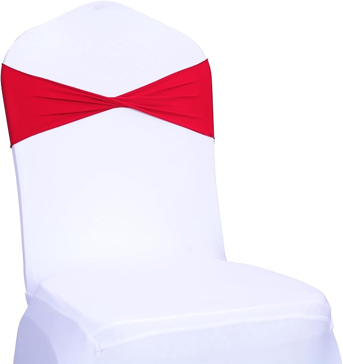 MDS Pack of 25 Spandex Chair Sashes Bows Elastic Stretch Dining Chair Bands - Image 3