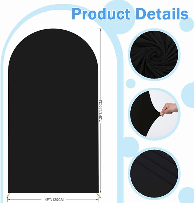 Black Arch Cover 4x7.2ft Arch-Backdrop-Cover Spandex Arched Covers Stretchy - Image 5