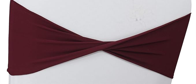 VDS Pack of 100 PCS | Burgundy | Spandex Chair Sashes Bows Without Buckle | - Image 3
